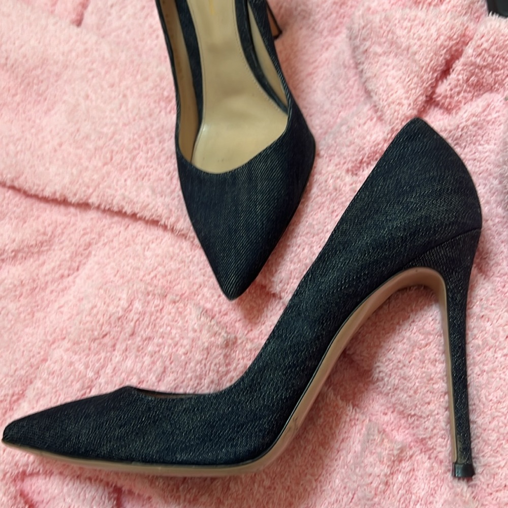 Gianvito Rossi “Gianvito 105” Stiletto Heels midnight dark Denim rt $795 8.5